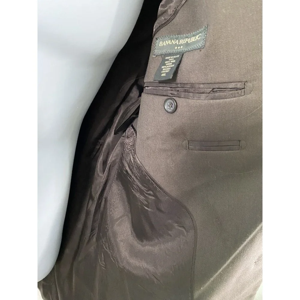 Banana Republic Solid Brown Wool 3 Button Blazer Jacket Sport Coat 46L